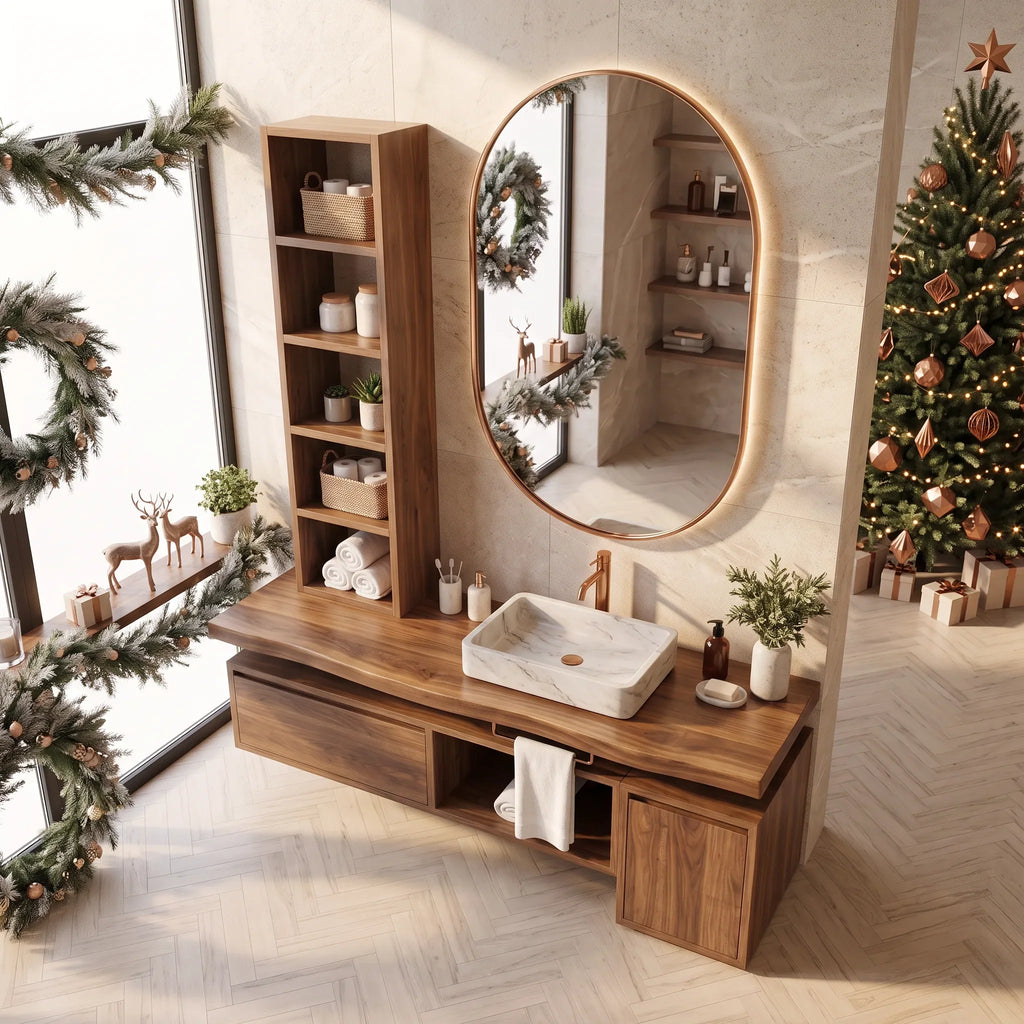 Handcrafted Floating Vanity Cottage, solid wood, built to order