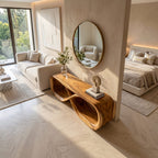 Curved Wooden Bench Residence, solid wood, built to order