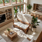 Japandi Accent Bench Wellness Retreat, solid wood, built to order