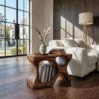 Minimalist Sculptural Side Table with Storage, solid wood, built to order, view 2