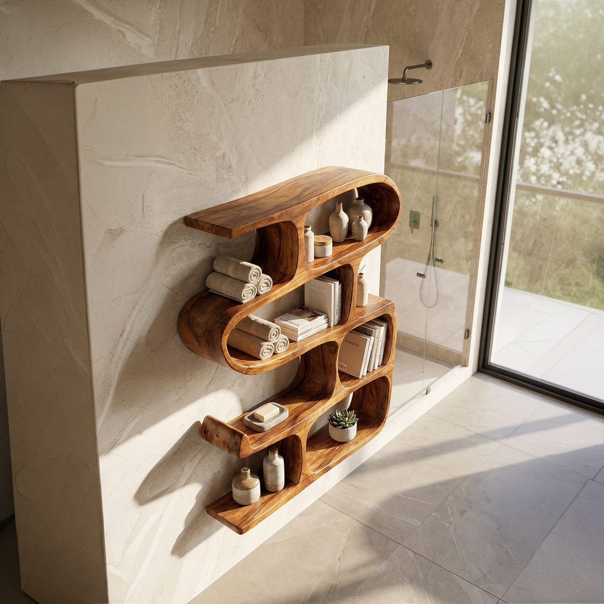Curved Hallway Bookshelf