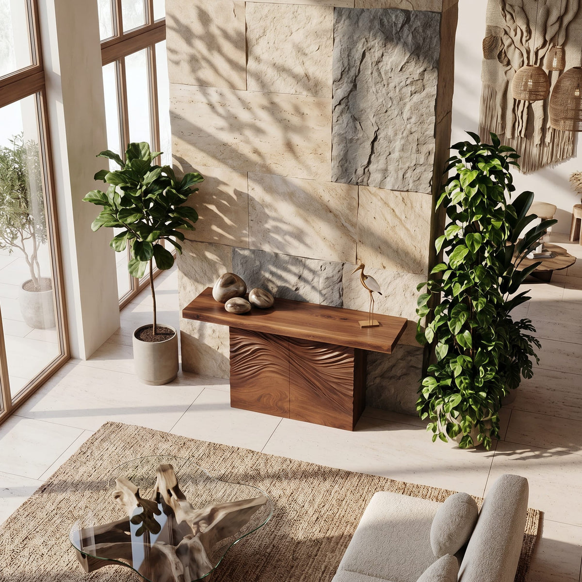 Minimalist Organic Edge Accent Table, solid wood, built to order