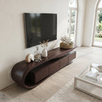 Contemporary Wave TV Console, solid wood, built to order, view 2