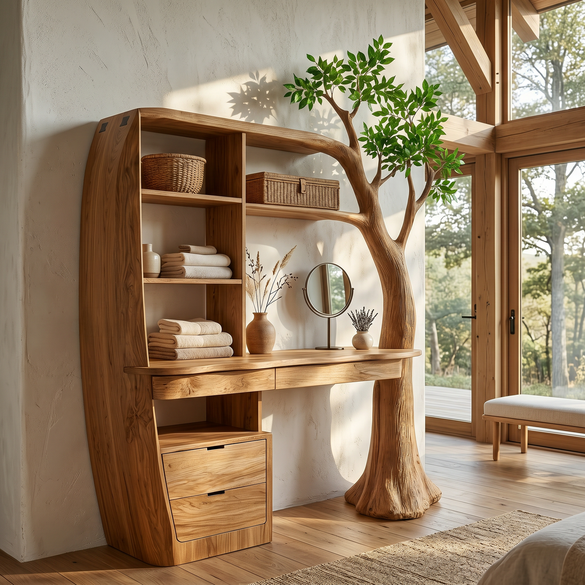 Organic Dressing Table Bedroom and Dressing Room, solid wood, built to order, view 3