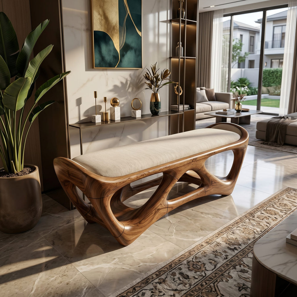 Designer Wooden Bench Creative Studio, solid wood, built to order