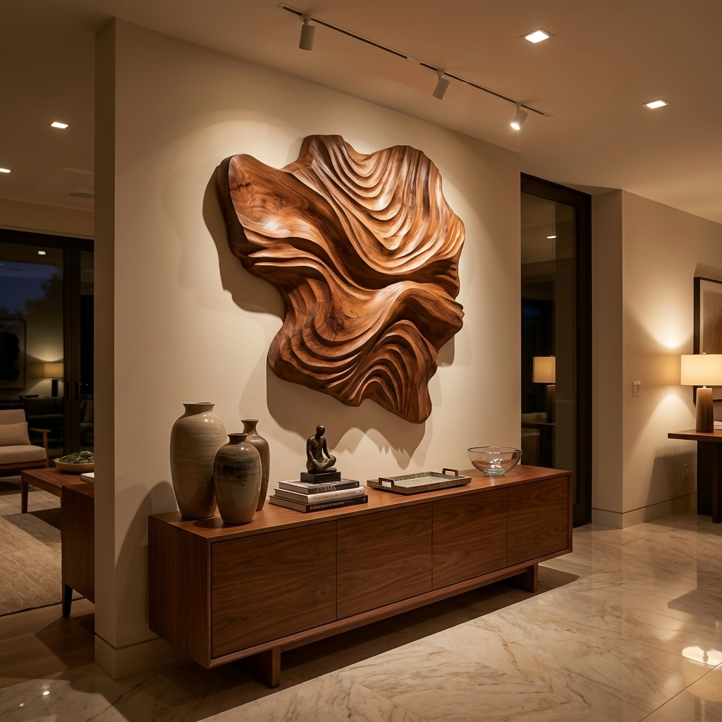 Organic Wood Wall Art Wave Design, solid wood, built to order, view 2