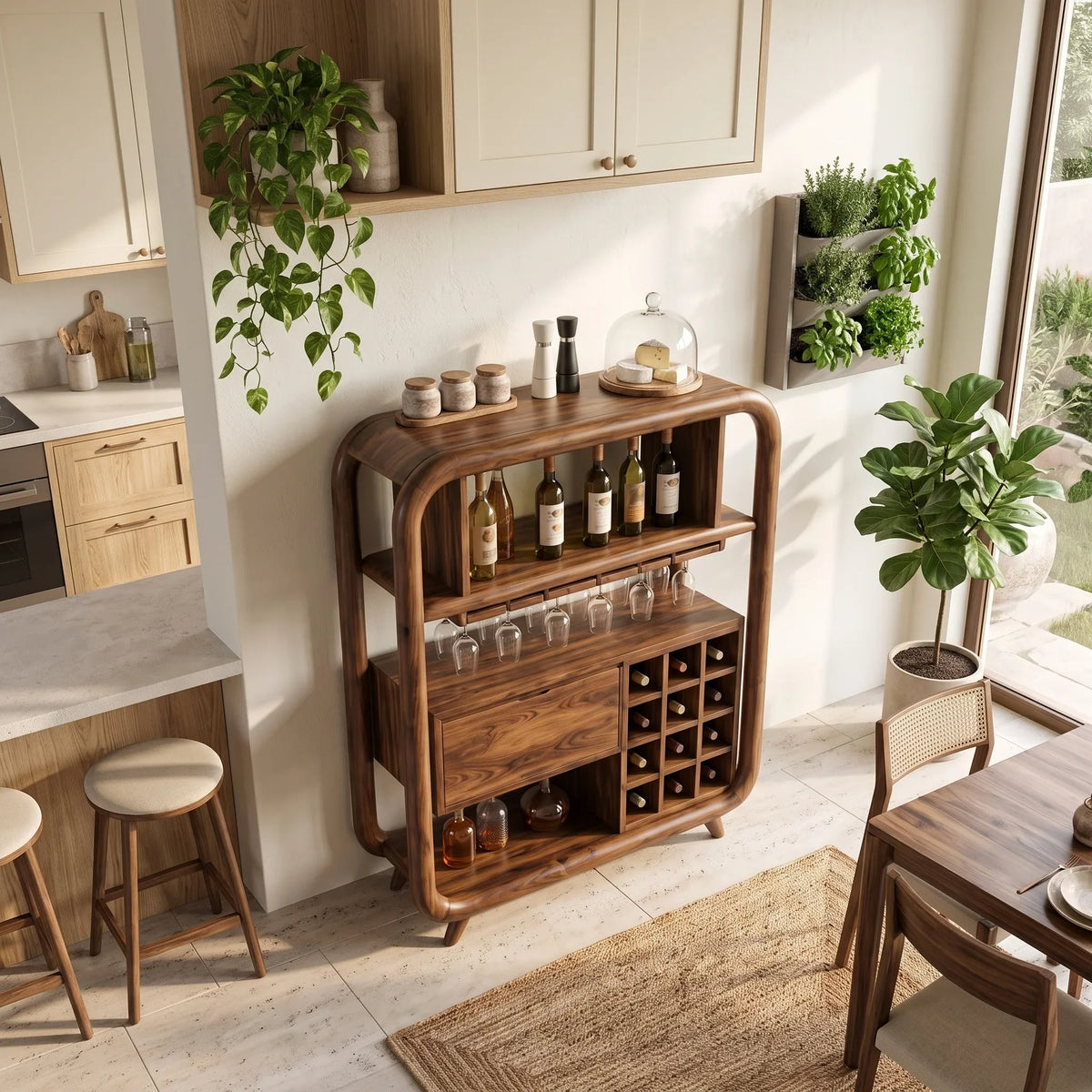 Organic Modern Wine Storage Cabinet Dining Room, solid wood, built to order, view 7