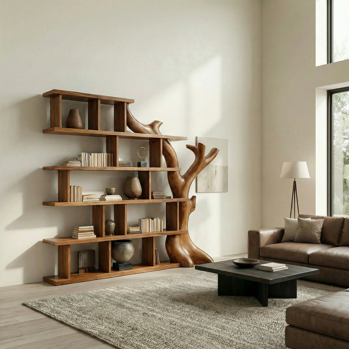 Organic Tree Bookshelf, solid wood, built to order, view 2