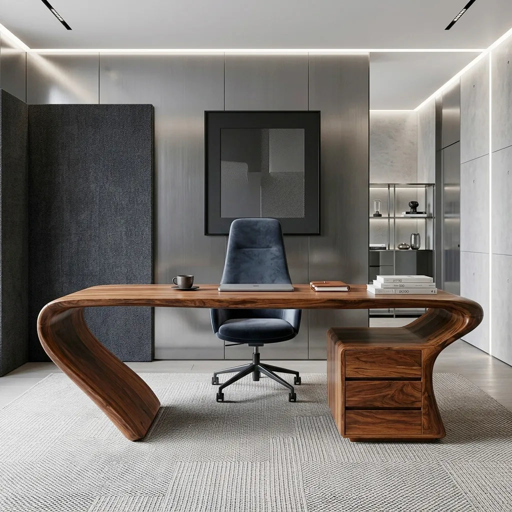 Organic Sculptural Curved Leg Desk, solid wood, built to order, view 2