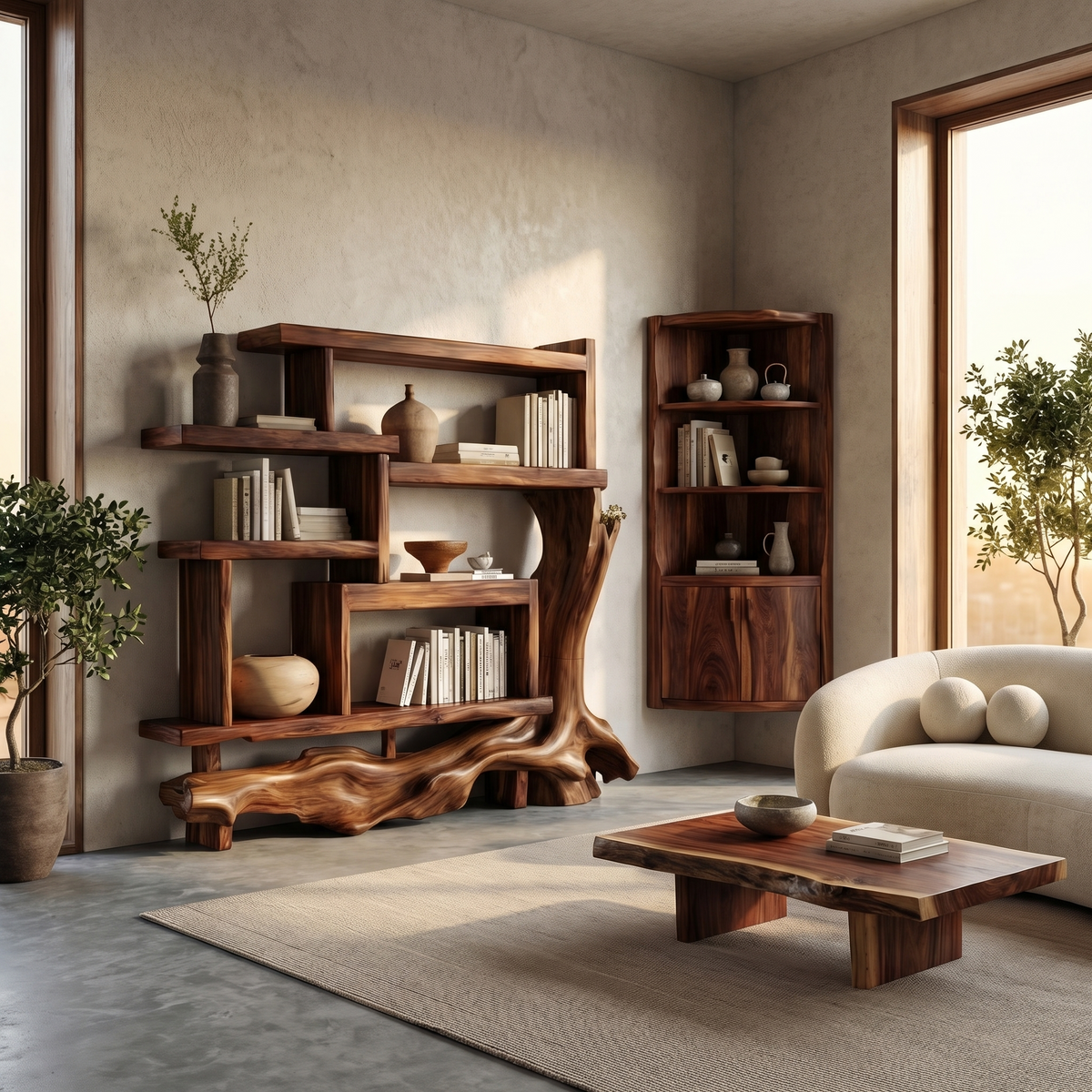 Organic Wood Display Shelf, solid wood, built to order, view 2