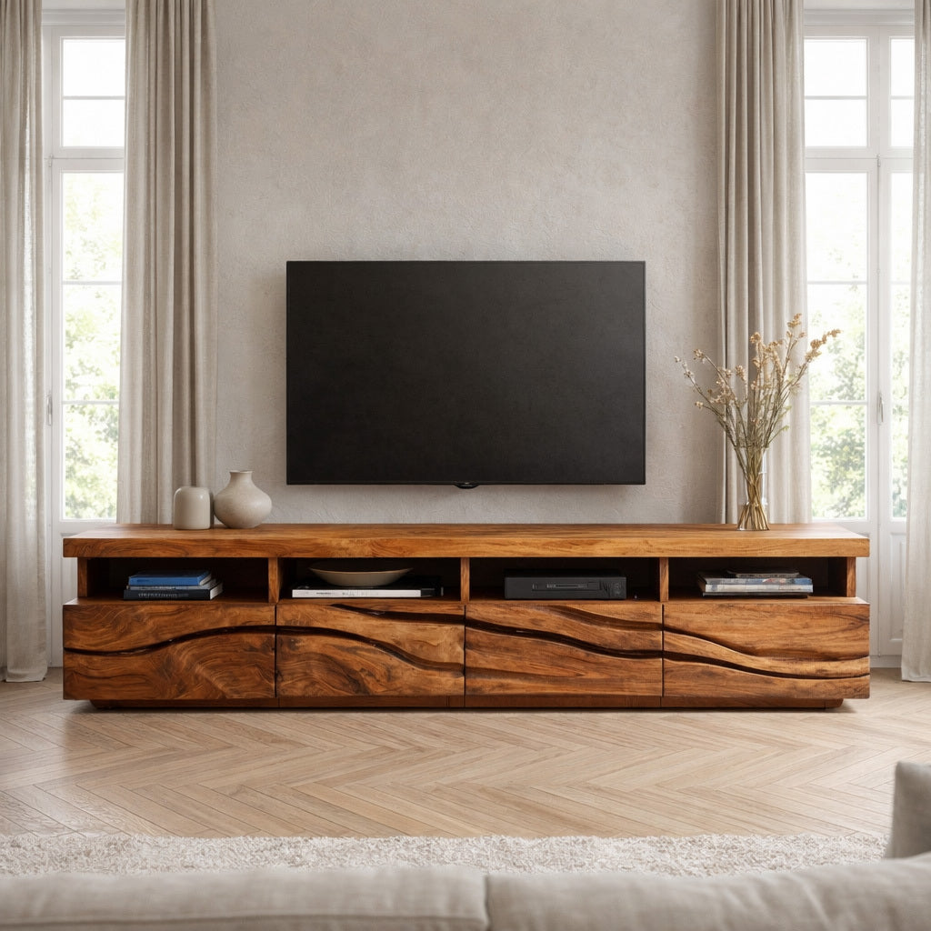 Handcrafted Media Cabinet Console, solid wood, built to order
