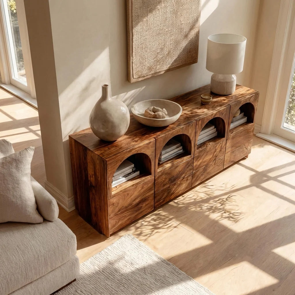 Arched Niche Wooden Sideboard, solid wood, built to order, view 7