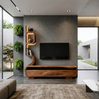 Organic Sculptural TV Console with Display Shelves, solid wood, built to order, view 2