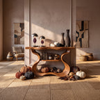 Organic Sculptural Form Console Table, solid wood, built to order