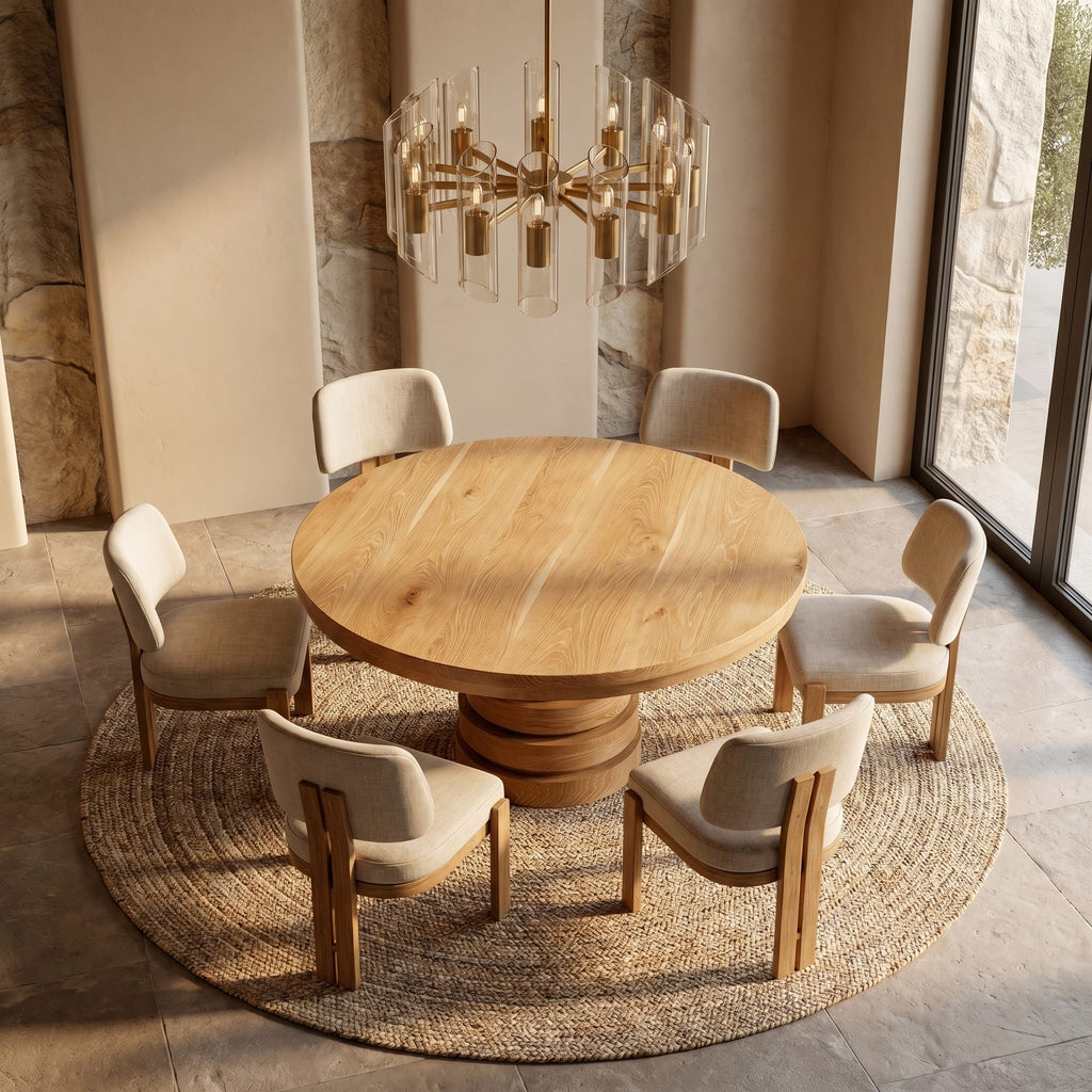 Solid Pedestal Dining Table