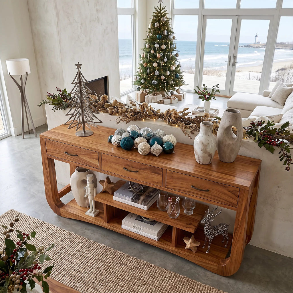 Farmhouse Behind Couch Table Bedroom, solid wood, built to order