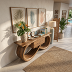 Organic Sculptural Console Table Contemporary Hallway, solid wood, built to order, view 2