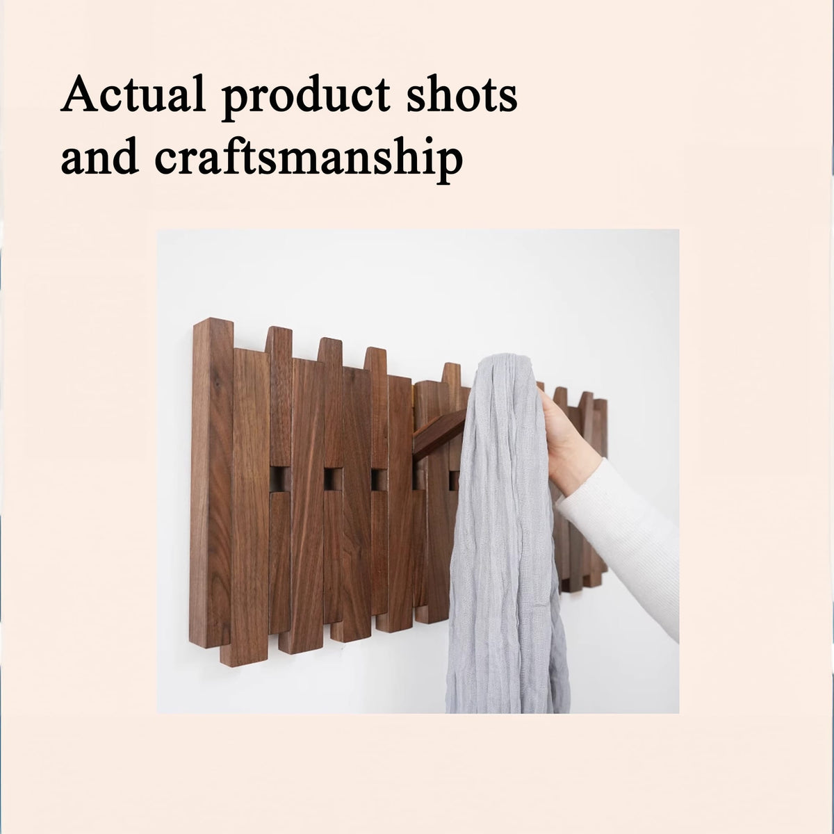 Piano Coat Hooks Wall Mount, solid wood, built to order
