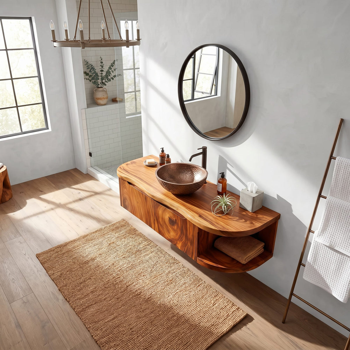 Mediterranean Contemporary Vanity Cabinet Villa, solid wood, built to order