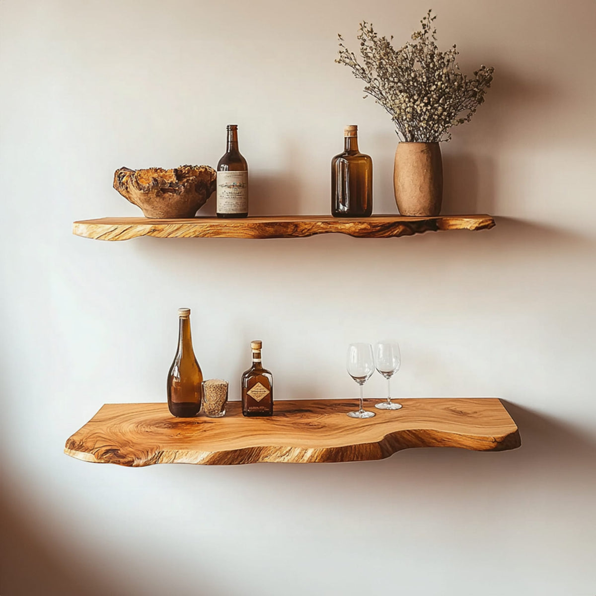 Custom Floating Shelves Wall Shelves Rustic Decor Office Gift, solid wood, built to order