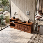 Organic Low Wave Carved Credenza Modern Living Room, solid wood, built to order, view 7