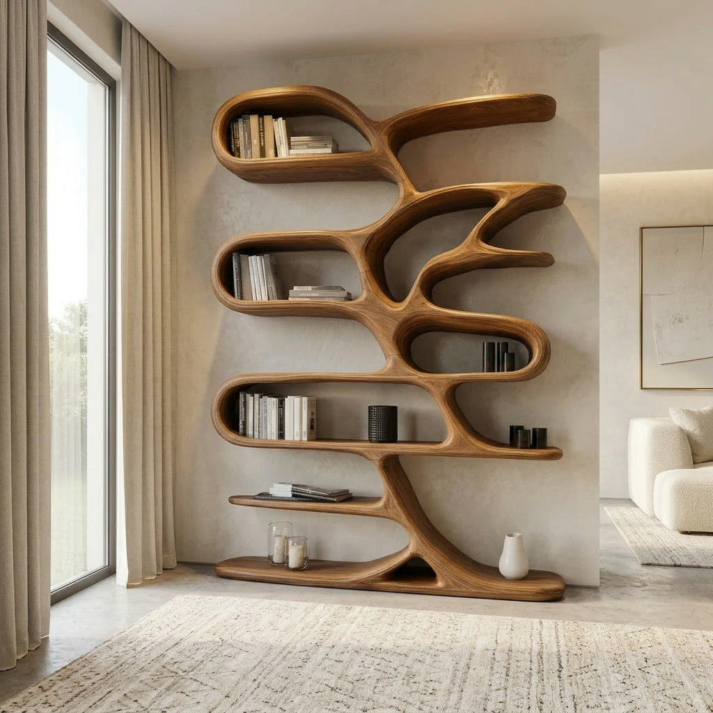 Contemporary Bookcase, solid wood, built to order, view 2