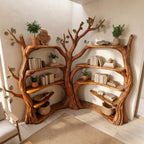 Tree Corner Bookshelf, solid wood, built to order