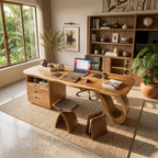 Organic Sculptural Executive Desk Workspace, solid wood, built to order, view 2
