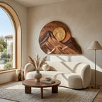 Handcrafted Mountain Sun Wall Art, solid wood, built to order