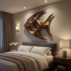 Artistic Sculptural Wall Art Fish-inspired, solid wood, built to order, view 2