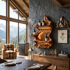 Organic Mountain Inspired Wine Shelf, solid wood, built to order, view 2