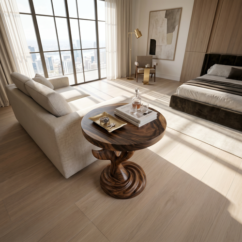Architectural Sculptural Side Table Media Lounge, solid wood, built to order, view 2