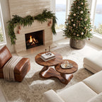 Organic Modern Round Coffee Table Residence, solid wood, built to order, view 7