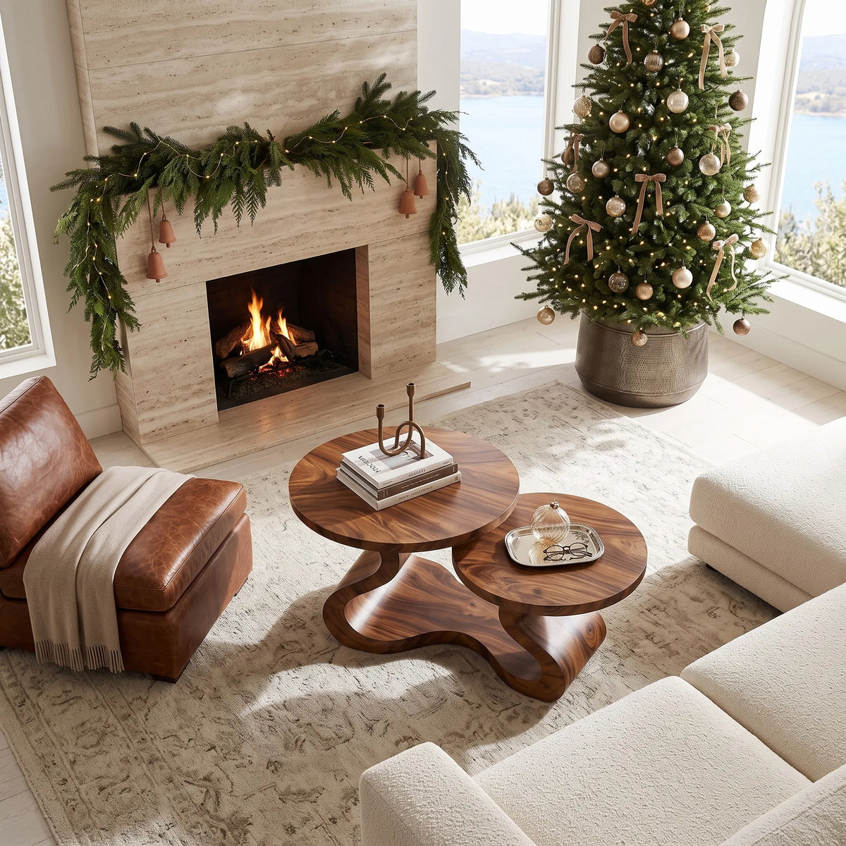 Organic Modern Round Coffee Table Residence, solid wood, built to order, view 7