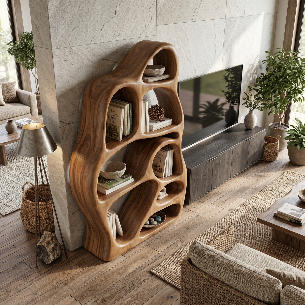Minimalist Display Bookcase, solid wood, built to order, view 2