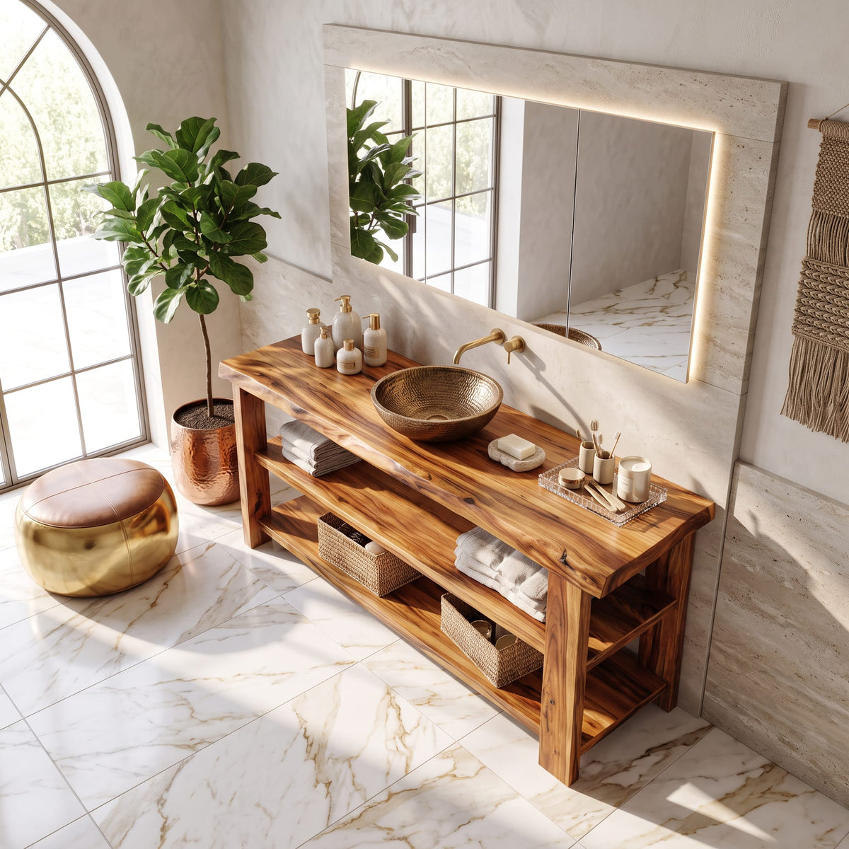 Farmhouse Vanity with Storage, solid wood, built to order