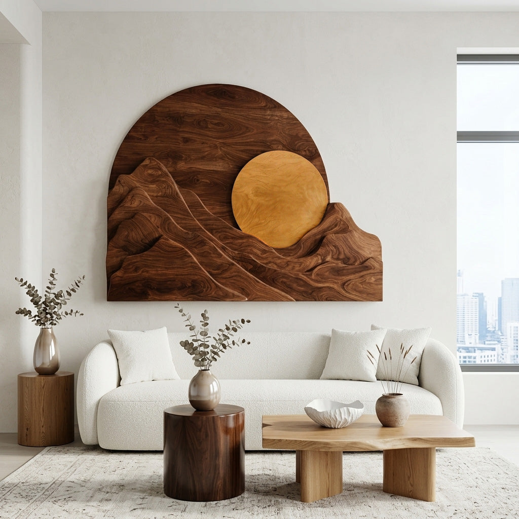 Organic Modern Mountain Wall Art, solid wood, built to order, view 4