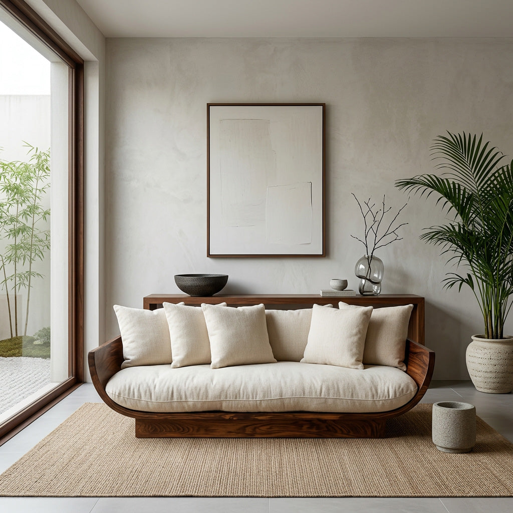 Wooden Sofa with Curved Form, solid wood, built to order, view 2