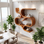 Mid Century Curved Floating Shelves, solid wood, built to order