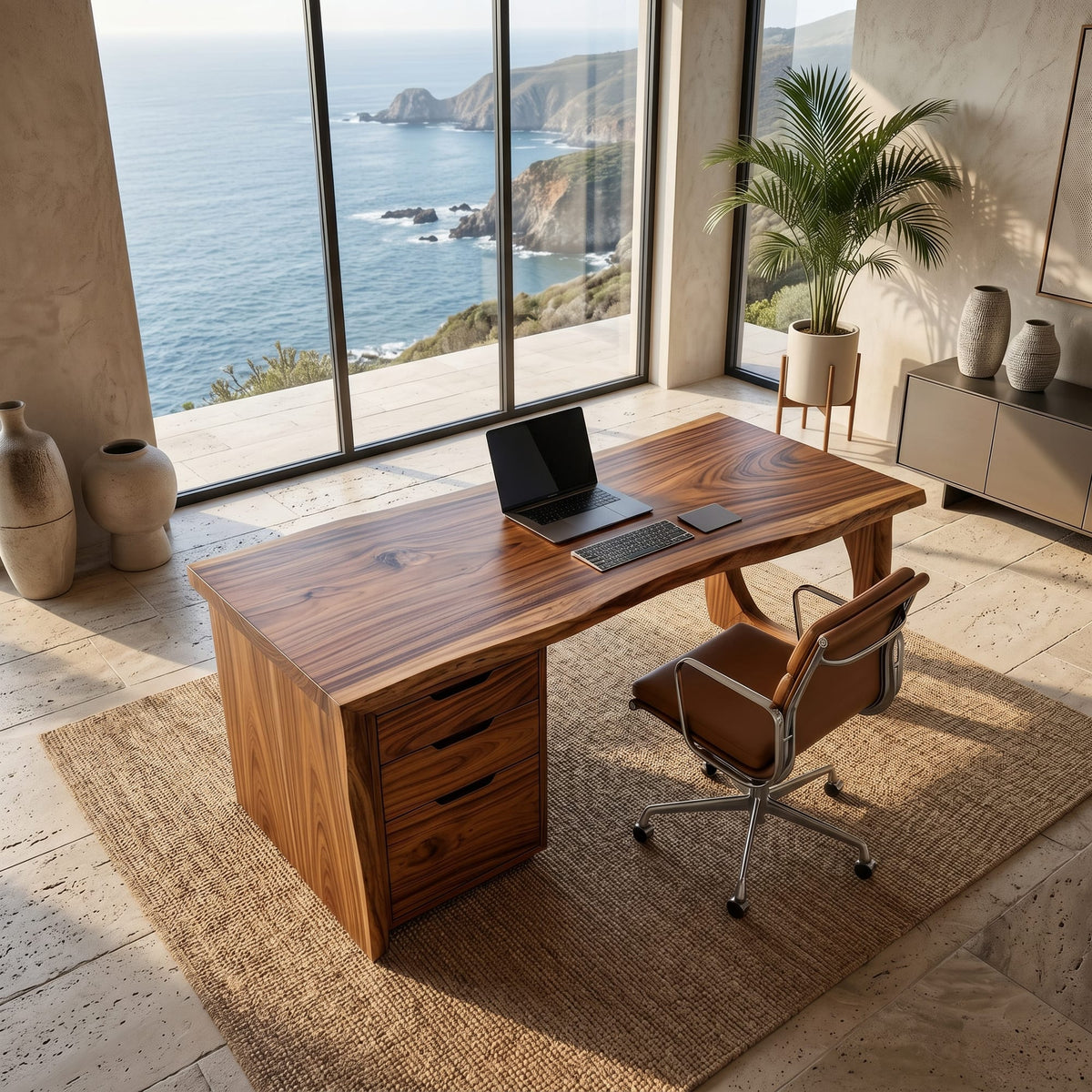 Contemporary Executive Desk Designer Workspace, solid wood, built to order