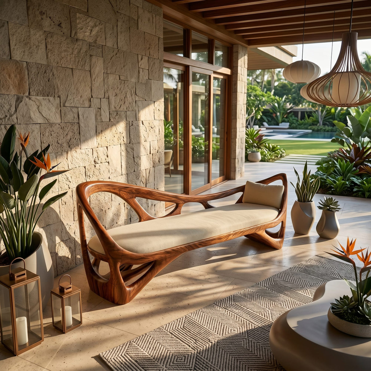 Contemporary Bench Family Room, solid wood, built to order