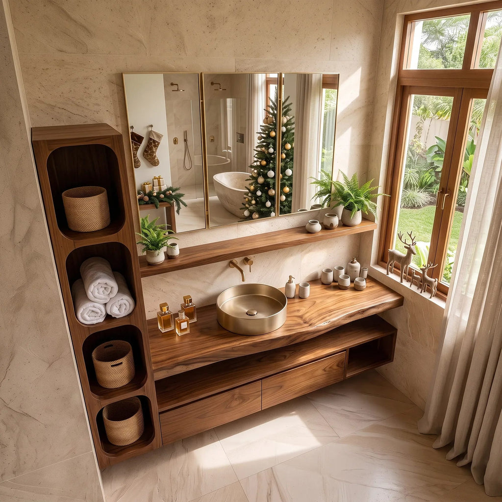 Handcrafted Reindeer Bathroom Vanity Nordic Retreat, solid wood, built to order