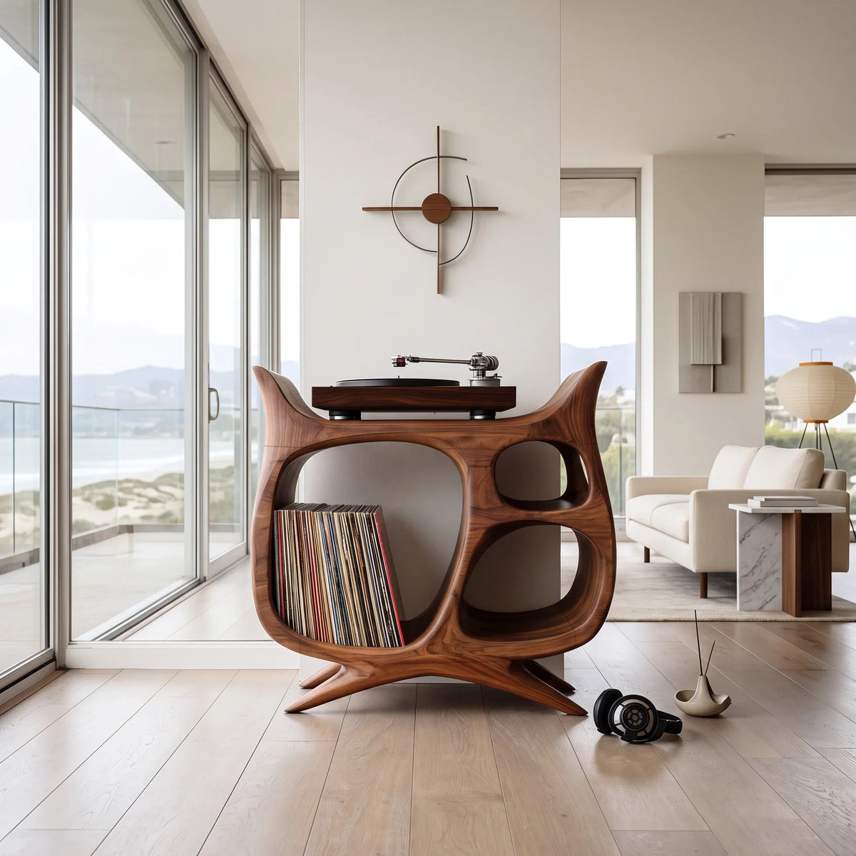 Organic Modern Record Player Cabinet, solid wood, built to order, view 2
