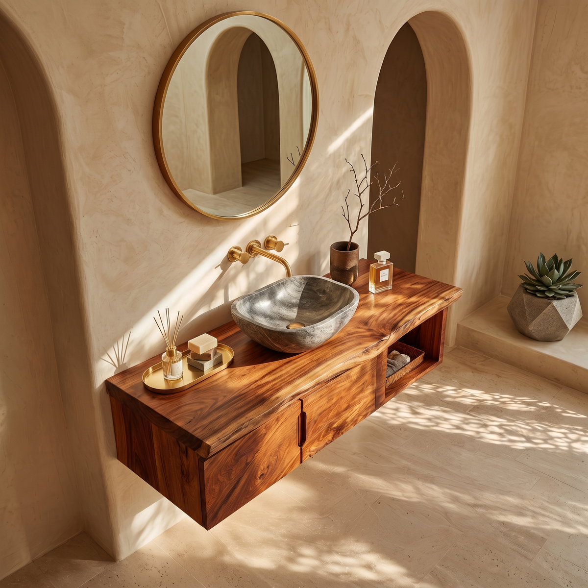 Organic Storage Bathroom Cabinet Modern Ensuite, solid wood, built to order, view 2