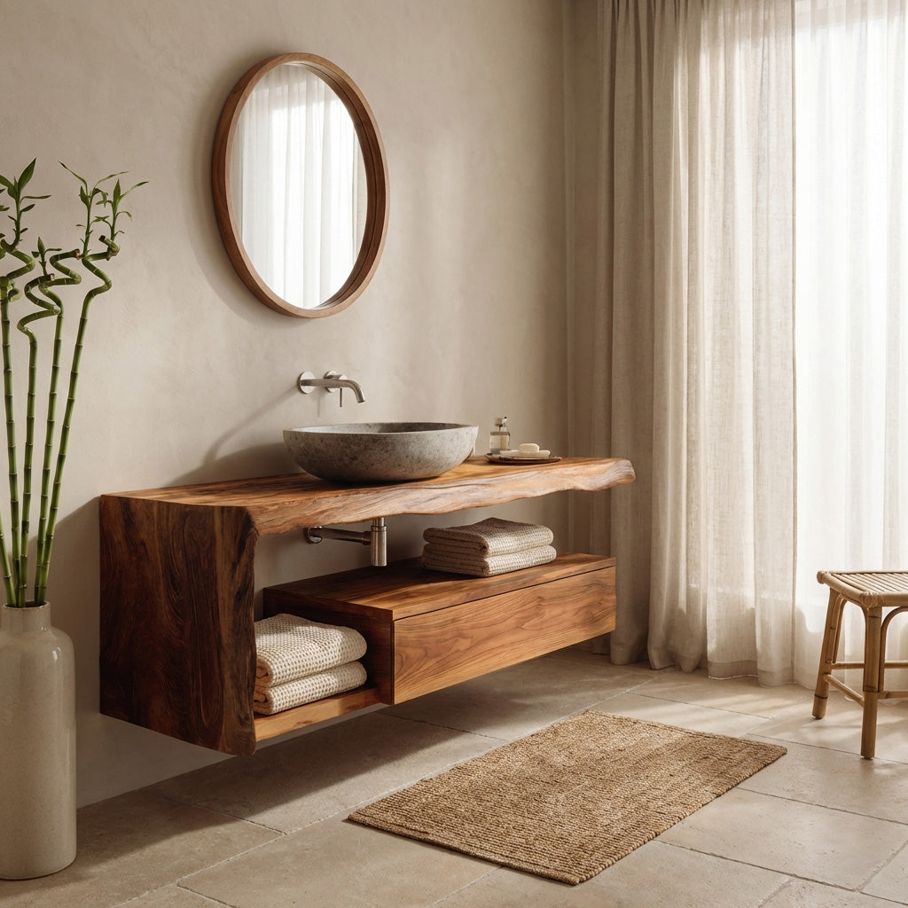 Modern Floating Bathroom Vanity for Spa, solid wood, built to order