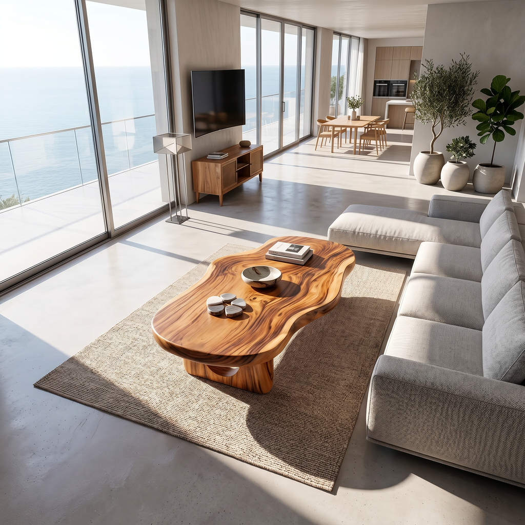 Modern Live Edge Coffee Table, solid wood, built to order, view 2