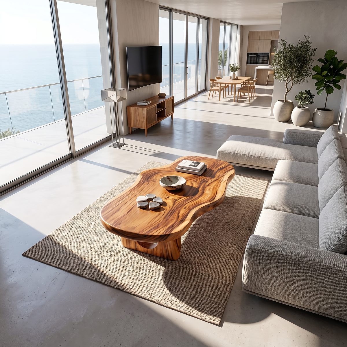 Modern Live Edge Coffee Table, solid wood, built to order, view 2