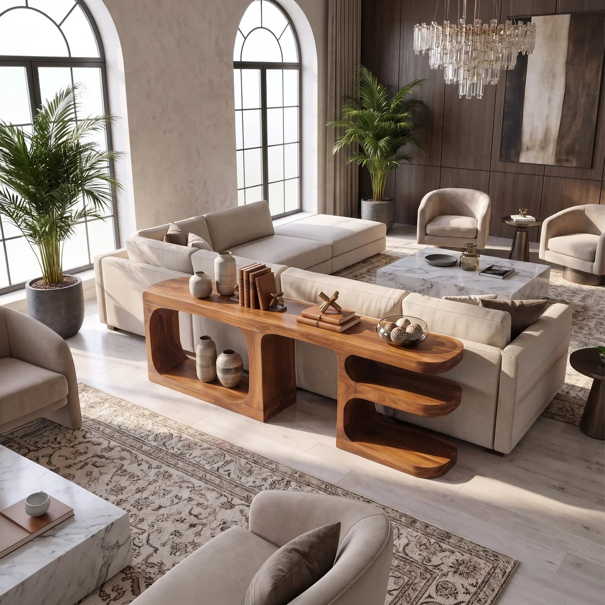 Contemporary Rounded Console Cabinet, solid wood, built to order