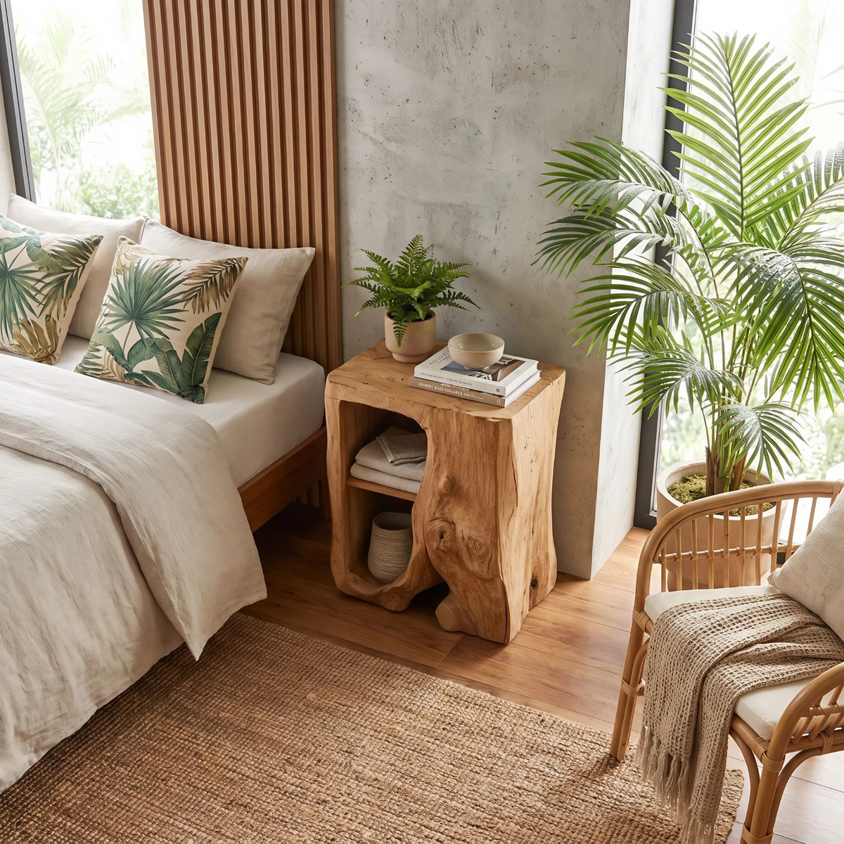 Farmhouse Live Edge Nightstand Bedroom Furniture Design, solid wood, built to order, view 2