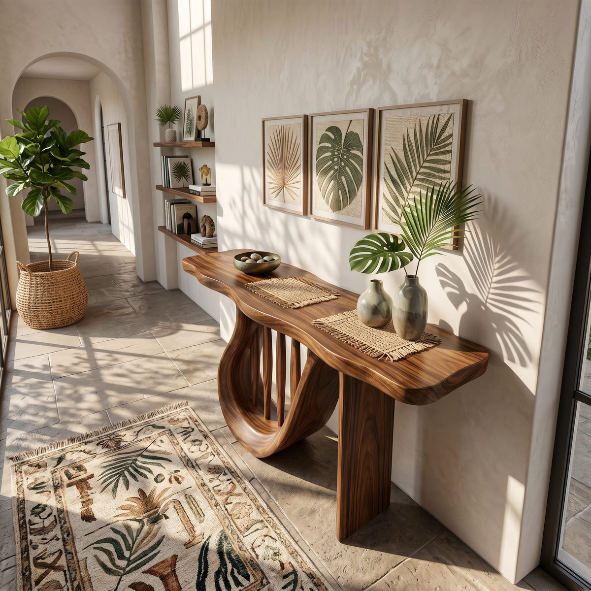 Modern Horseshoe Base Console Table Hallway, solid wood, built to order